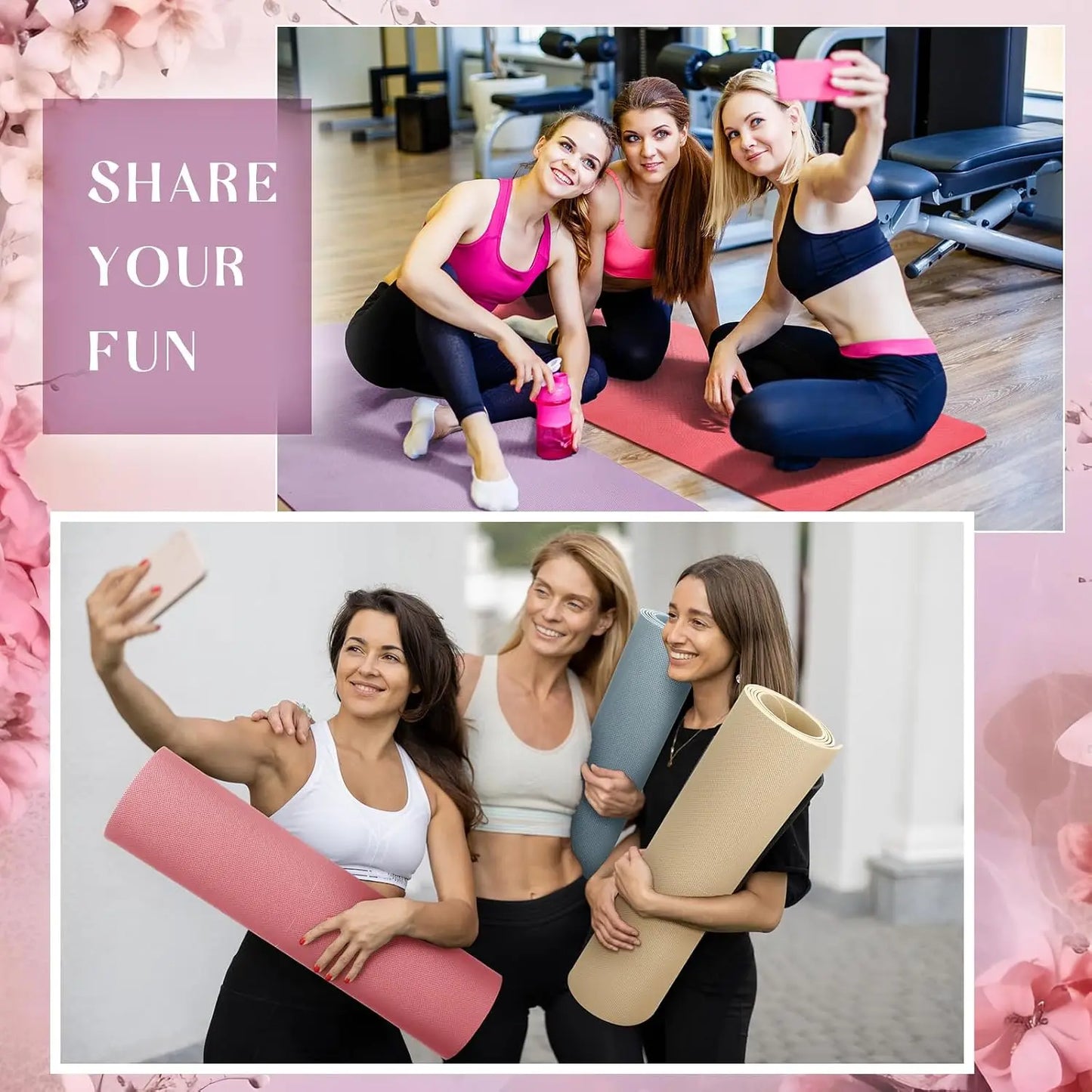 6 Pack Yoga Mats Bulk 68 x 24 Inches Non Slip Exercise Yoga Mat 4 mm Thick Anti Slip Tear Resistant Sports Gym for Fitness Stretching Home Workout and Studio