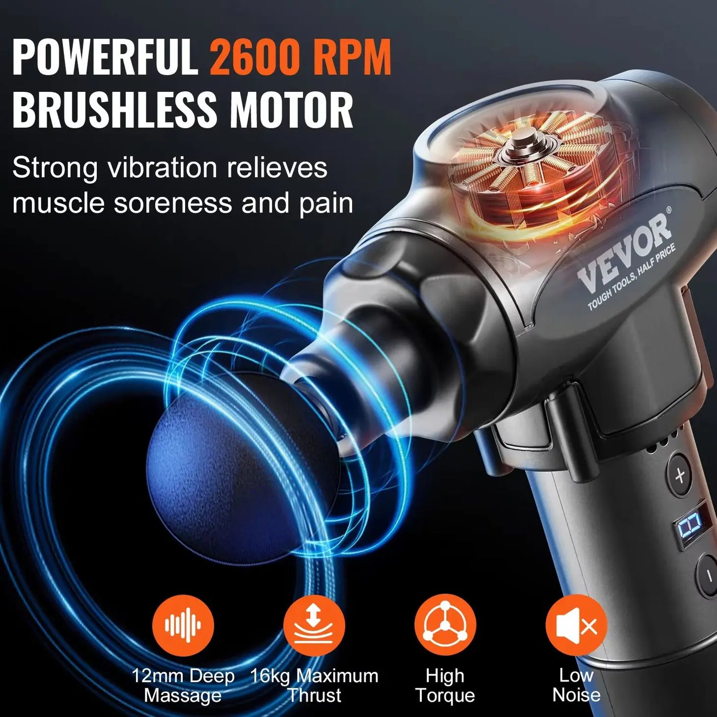 SucceBuy Massage Gun Deep Tissue Percussion Muscle Massager for Athletes Electric Massage Gun for Pain Relief Muscle Relaxation
