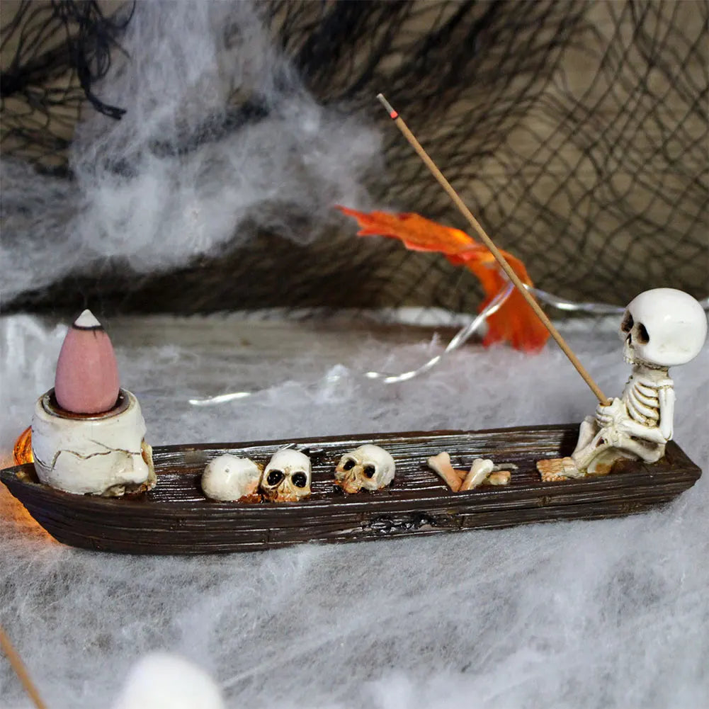 Ghost Incense Stick Tray Resin Halloween Decor Skull Incense Burner for Study Room Bedroom Living Room Awesome And Ideal Gifts