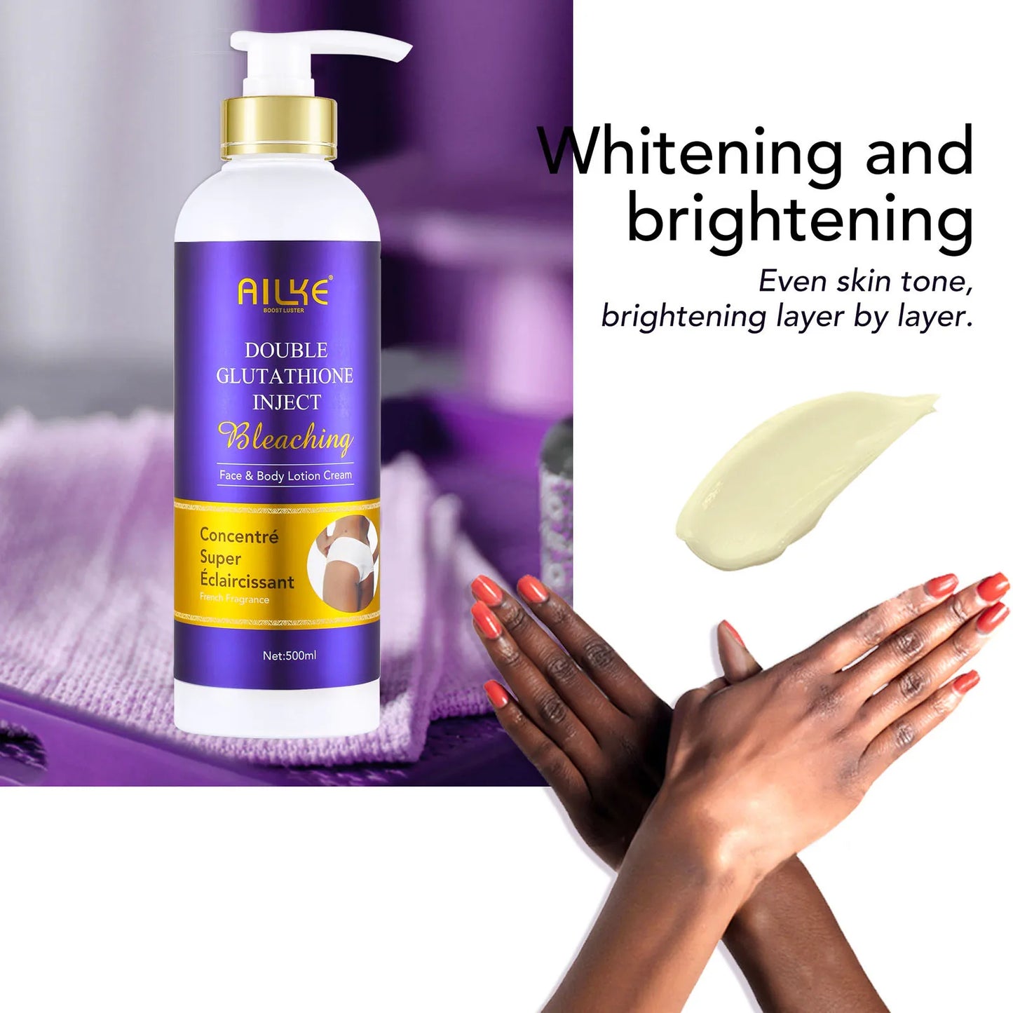 AILKE Whitening Skin Care, With Double Glutathione, Lightening, Moisturizing, Remove Dark Spots, Melanin, Skin Glowing Face Care