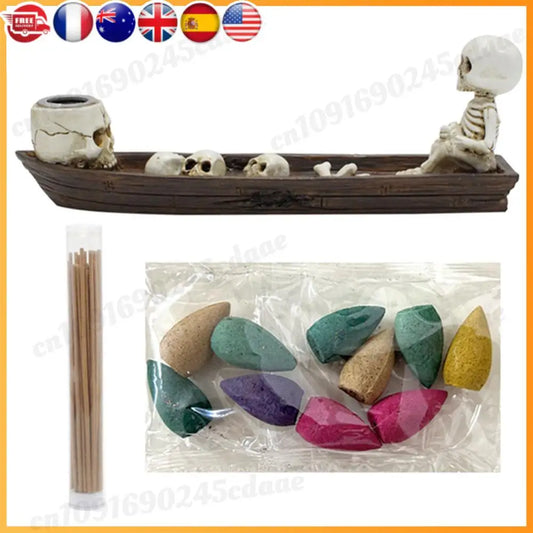 Ghost Incense Stick Tray Resin Halloween Decor Skull Incense Burner for Study Room Bedroom Living Room Awesome And Ideal Gifts