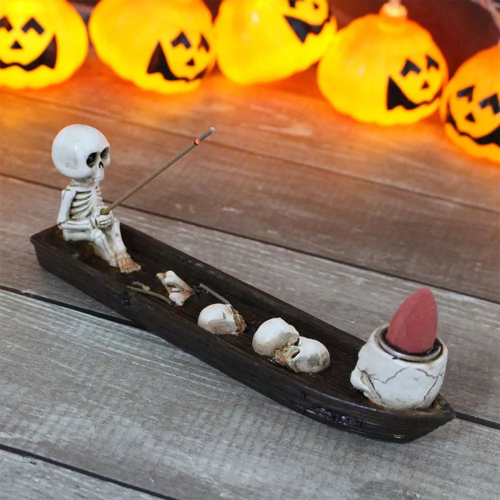 Ghost Incense Stick Tray Resin Halloween Decor Skull Incense Burner for Study Room Bedroom Living Room Awesome And Ideal Gifts