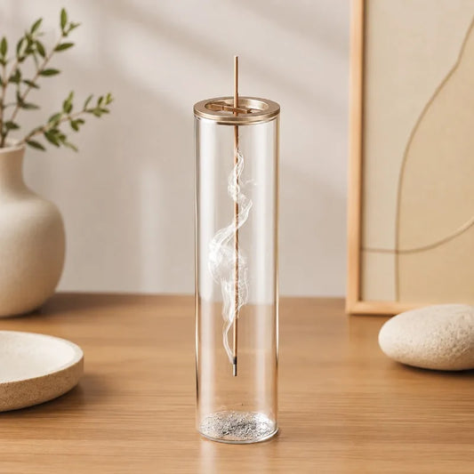 2pcs Glass Incense Burner Anti-ash Flying Incense Holder and Movable Glass Ash Catcher Advanced Home Decoration Yoga Meditation