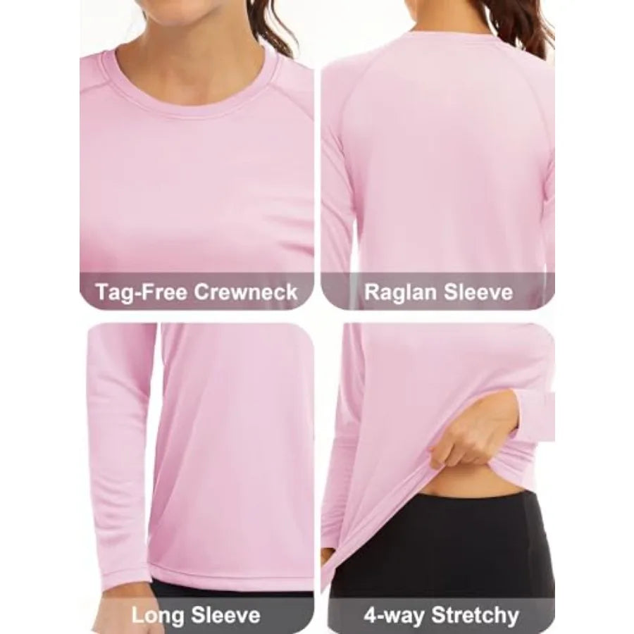 Women's Long Sleeve Shirts UPF 50+ Sun Protection Shirts for Hiking Fishing Workout Rash Guard