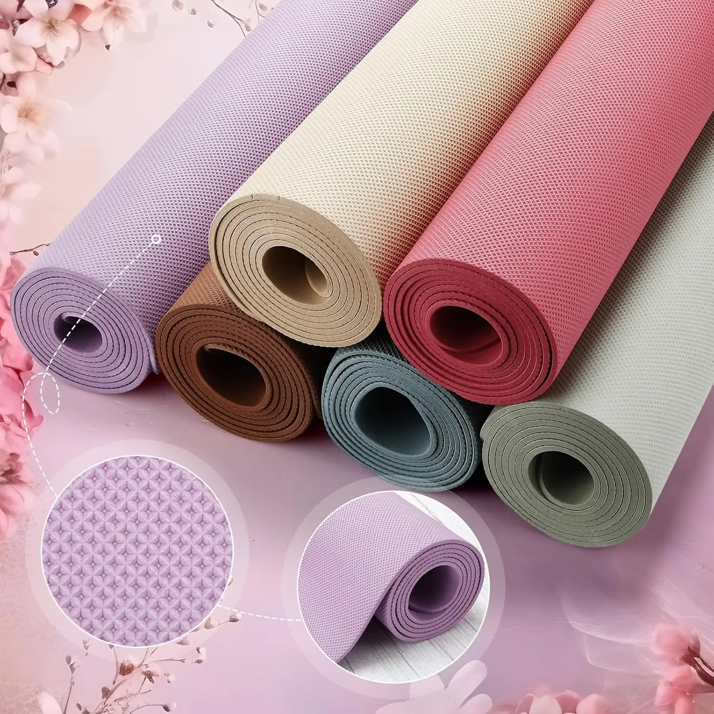 6 Pack Yoga Mats Bulk 68 x 24 Inches Non Slip Exercise Yoga Mat 4 mm Thick Anti Slip Tear Resistant Sports Gym for Fitness Stretching Home Workout and Studio