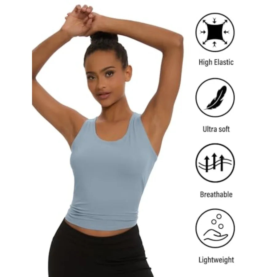 Women's 5 Pack Workout Racerback Tank Tops Spandex Yoga Athletic Running Gym Sports Crop Tops for Women