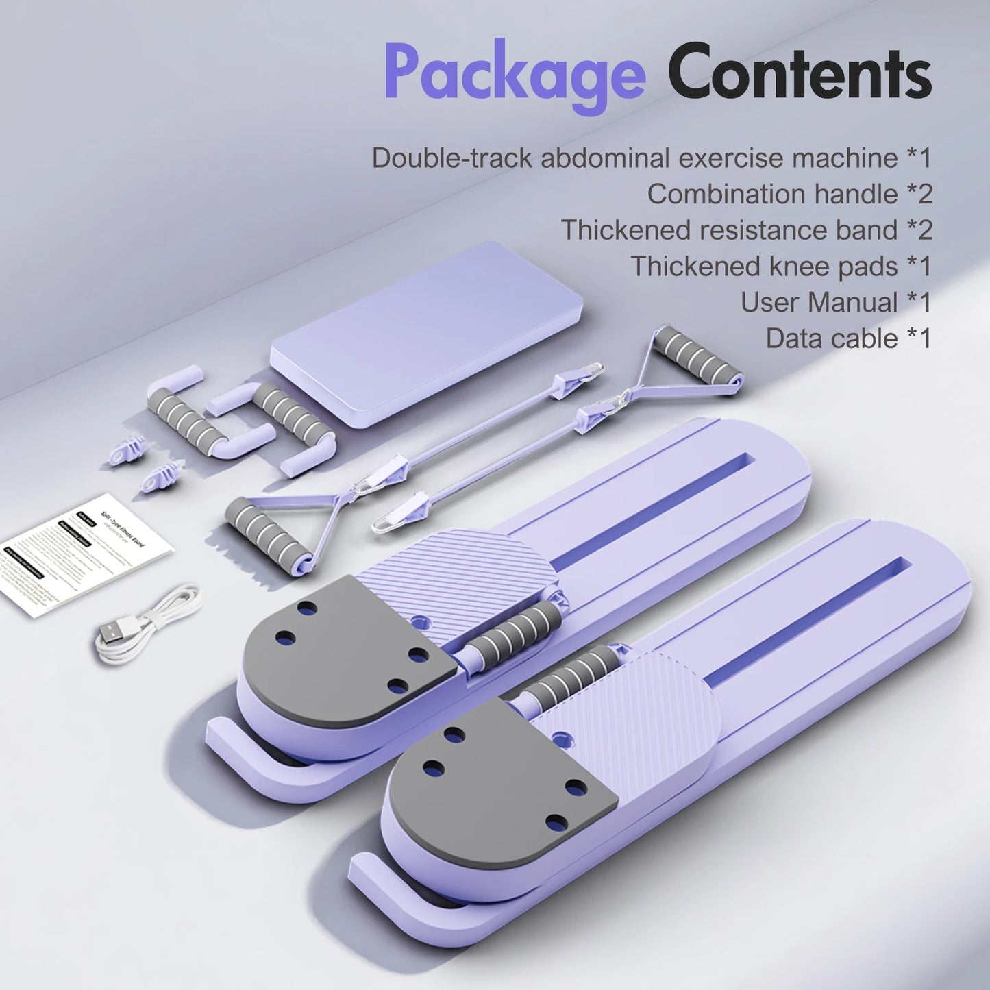 2-in-1 Split Ab Pilates Portable Ski Board Core/Leg Abdominal Strength Trainer Workout Foldable Full-Body Fitness for Home Gym
