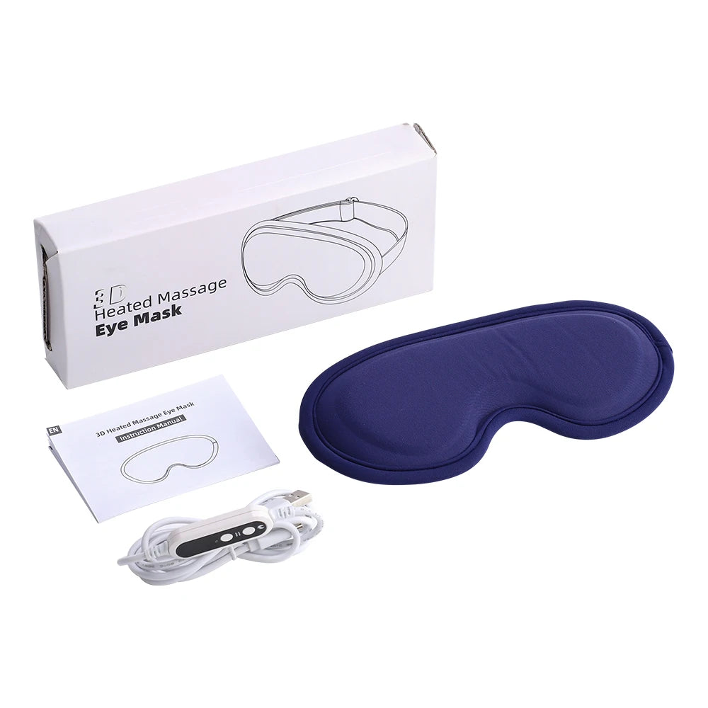 USB Electric Heating 3D Eye Mask Massager 5-Level Hot Compress Eye Vibration Massage Sleep Shading Relieve Fatigue Smart Timing
