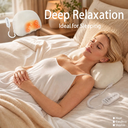 Neck Massager Pillow for Pain Relief Deep Tissue, Shiatsu Neck and Shoulder Massager with Heat,Cordless Massage Pillow,Ideal Gifts for Mom Dad Women Men