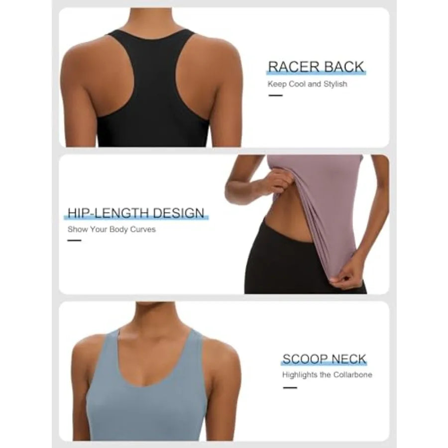 Women's 5 Pack Workout Racerback Tank Tops Spandex Yoga Athletic Running Gym Sports Crop Tops for Women