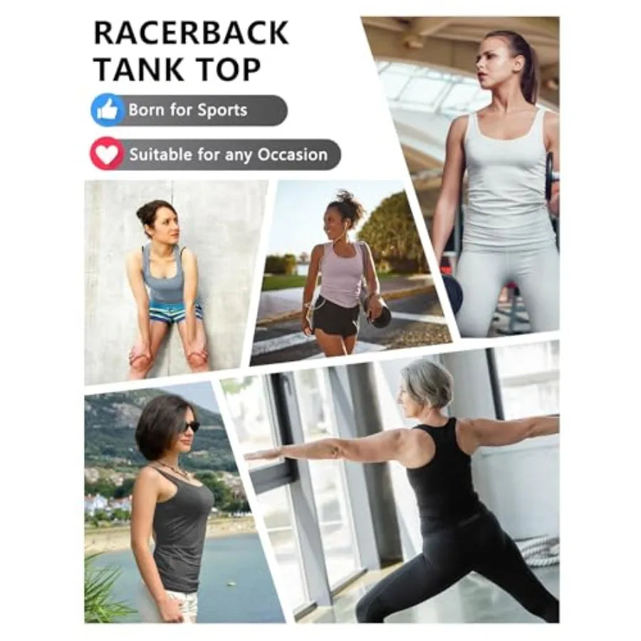 Women's 5 Pack Workout Racerback Tank Tops Spandex Yoga Athletic Running Gym Sports Crop Tops for Women