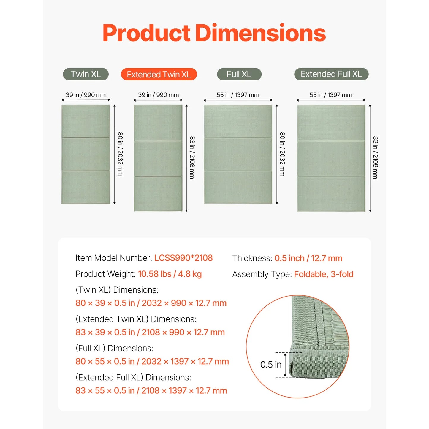 Japanese Tatami Mat Foldable Mattress (Natural Rush Grass) Japanese Floor Mattress with Backing for Sleeping Meditation