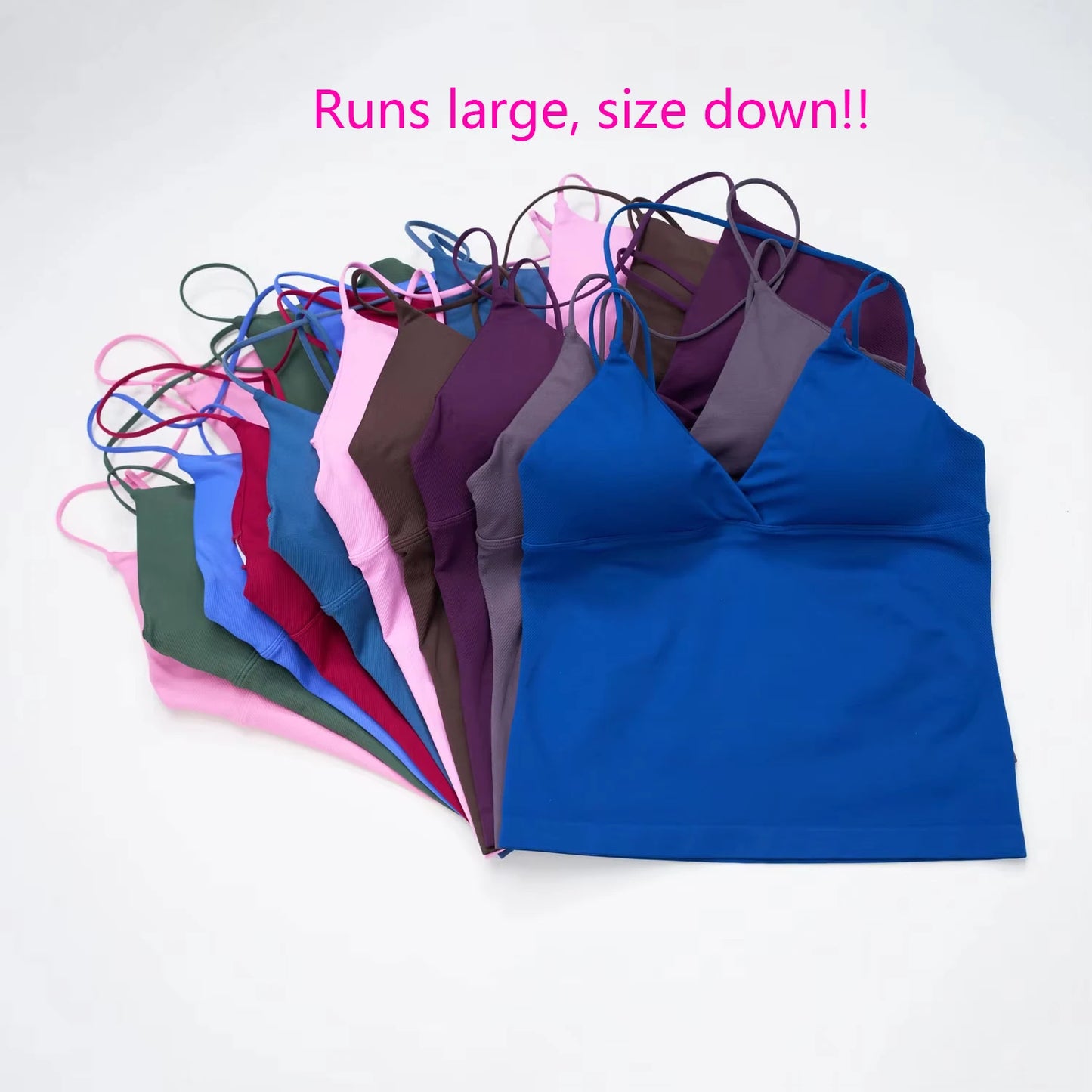 NCLAGEN Vision Twist Front Longline Top Women's Seamless Thin Straps Yoga Gym Workout Vest Running Tank Tops Fitness Clothing