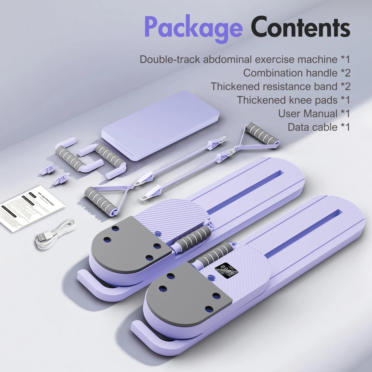 2-in-1 Split Ab Pilates Portable Ski Board Core/Leg Abdominal Strength Trainer Workout Foldable Full-Body Fitness for Home Gym