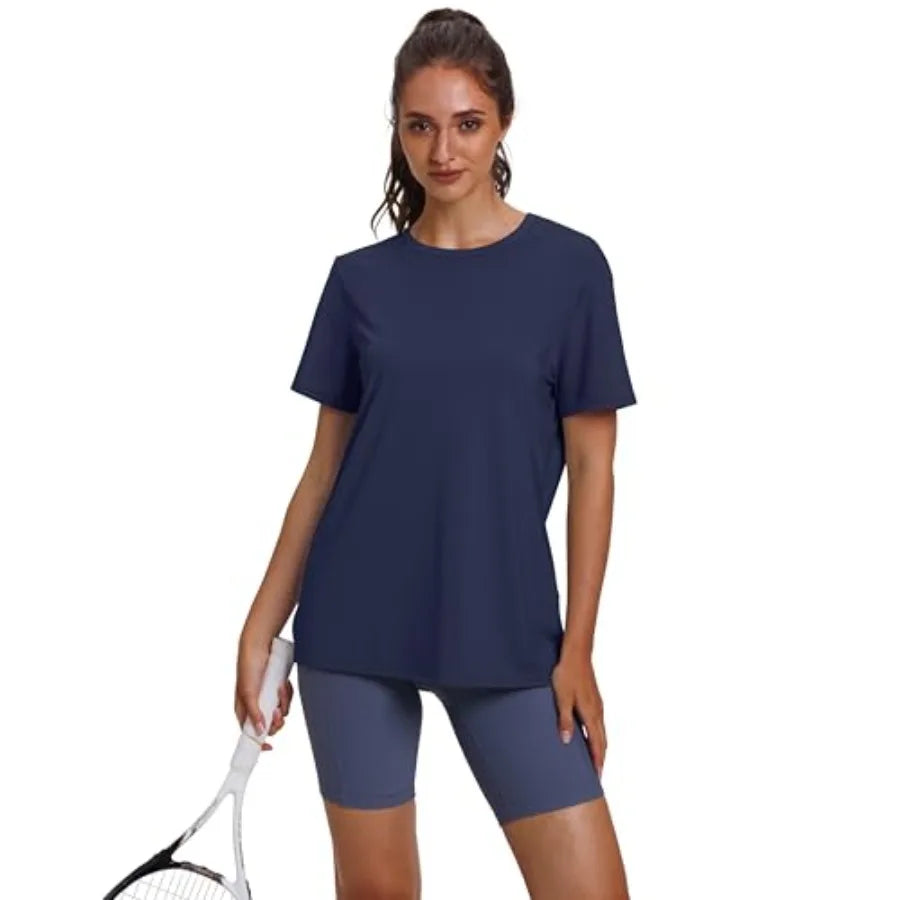 Workout Tops for Women UPF 50+ Breathable Quick Dry Loose Fit T Shirt Outdoor Yoga Running Hiking Gym Tee Top