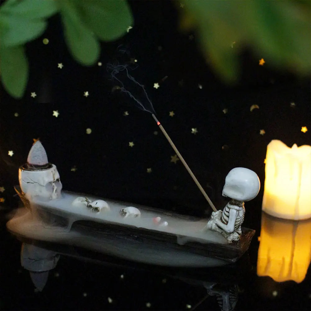 Ghost Incense Stick Tray Resin Halloween Decor Skull Incense Burner for Study Room Bedroom Living Room Awesome And Ideal Gifts