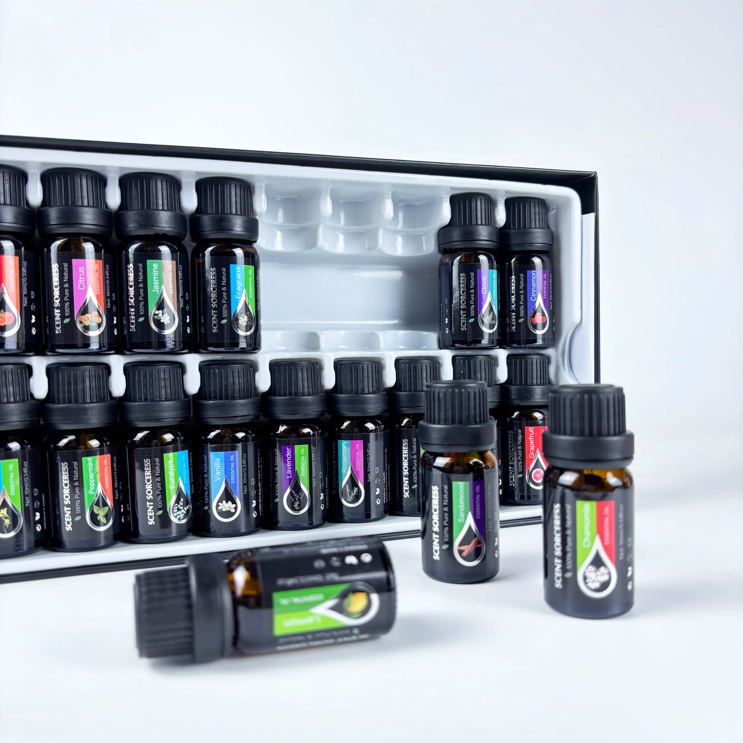 20pcs/set Black Classic Essential Oil Set Lavender Eucalyptus Sweet Orange Lemon Fragrance Oil Spa Body Massage Essential Oils