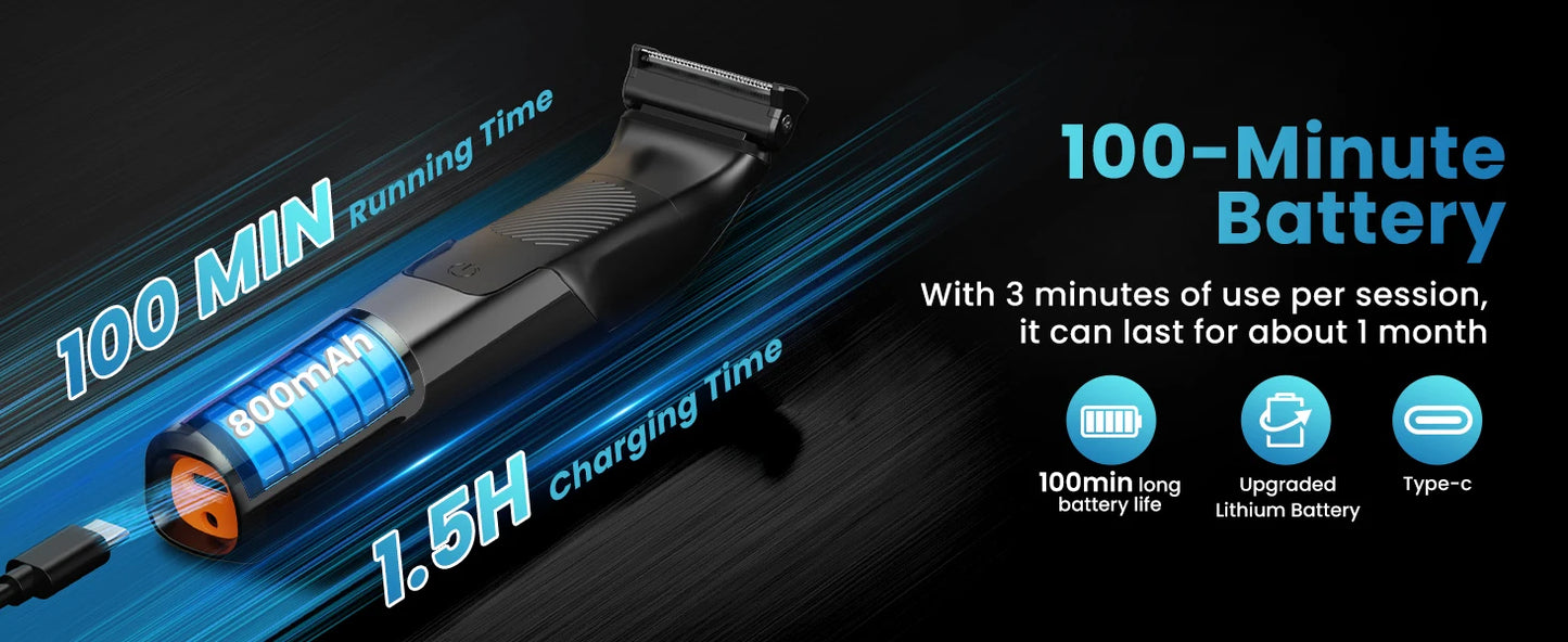 3 in 1 Bidirectional Body Hair Trimmer Electric Shaver IPX6 Waterproof Double-edged Razor Whole Body Hair Trimmer