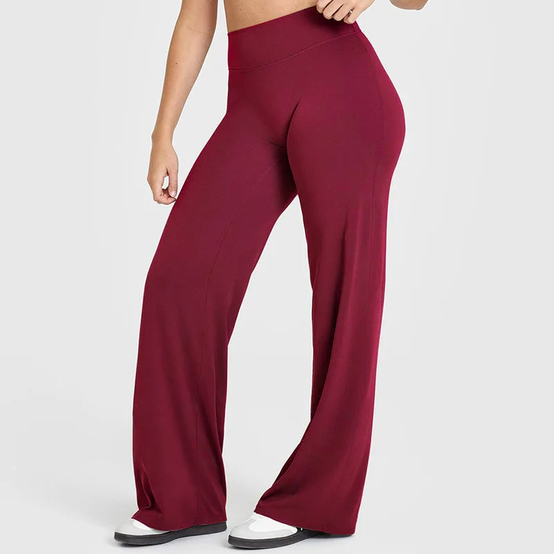 SoftMotion Straight Leg Bottoms Women's Mid-Waist Yoga Pants GYM Leggings Naked Feel Pilates Running Sports Trousers