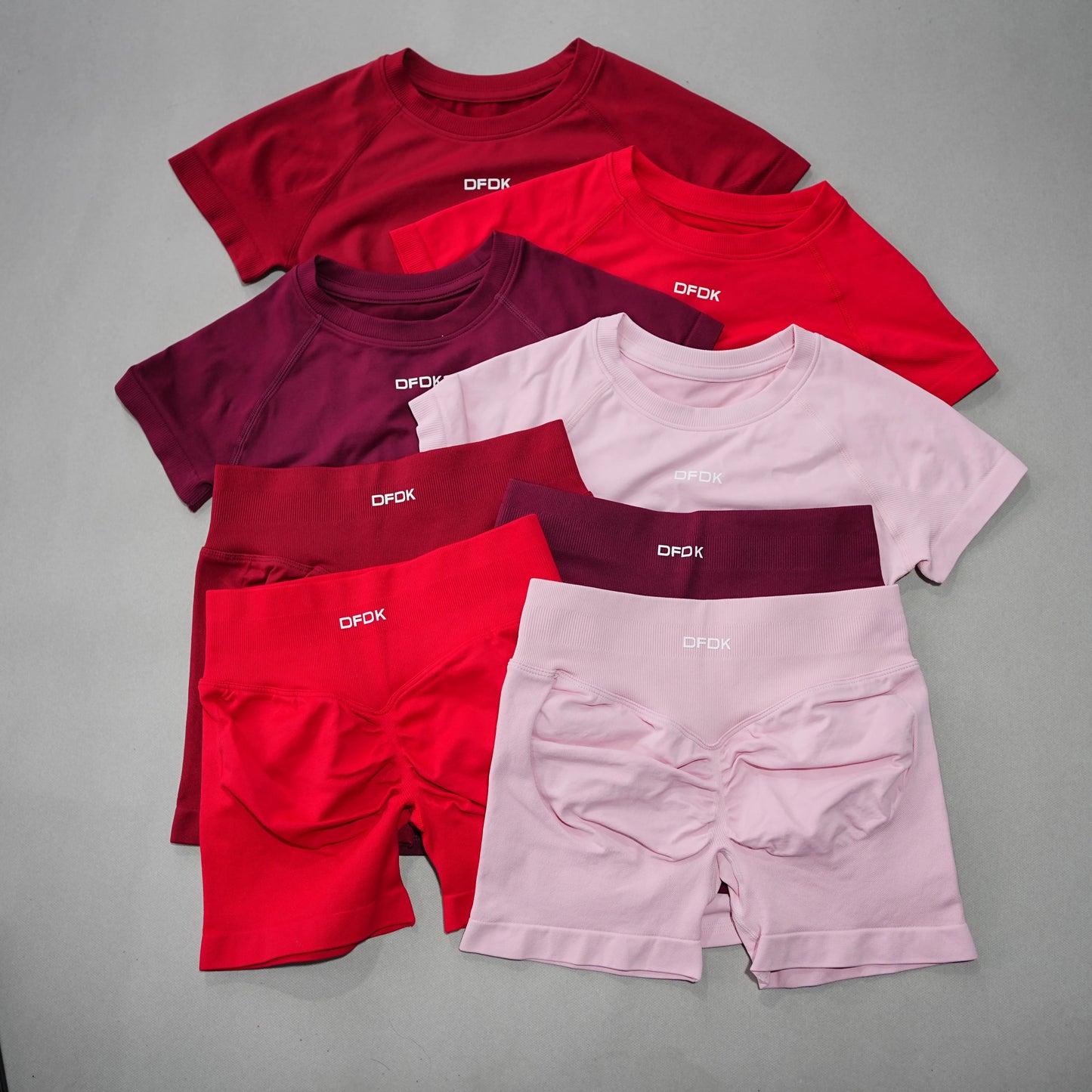 DFDK New Women 2PCS Seamless Yoga Suit Short Sleeve Top High Waist Shorts Quick Dry Breathable Gym Fitness Running Workout Sport