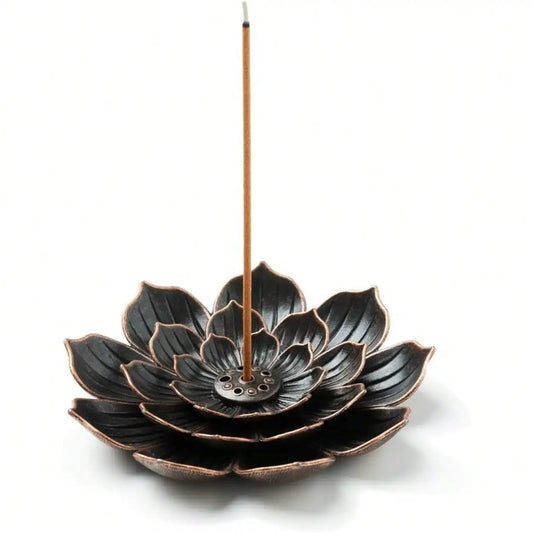 Incense Burner, Incense Holder For Sticks, Brass Lotus Incense Stick Holder And Detachable Ash Catcher
