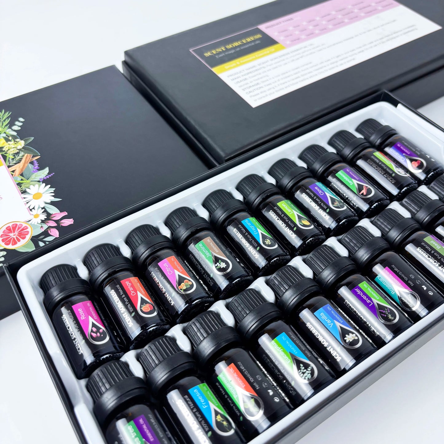 20pcs/set Black Classic Essential Oil Set Lavender Eucalyptus Sweet Orange Lemon Fragrance Oil Spa Body Massage Essential Oils