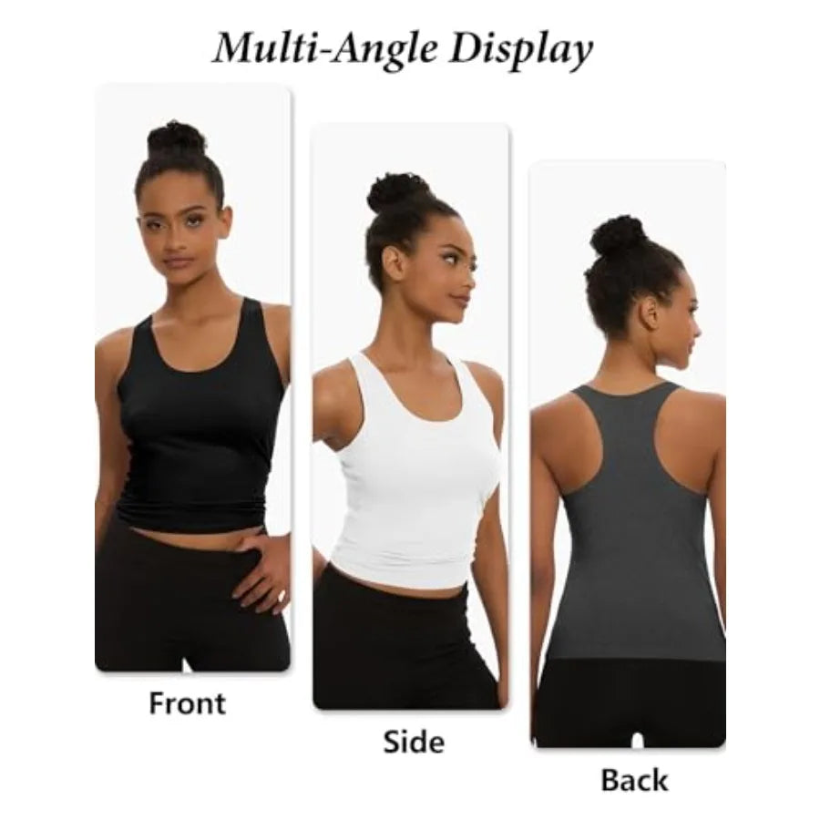 Women's 5 Pack Workout Racerback Tank Tops Spandex Yoga Athletic Running Gym Sports Crop Tops for Women