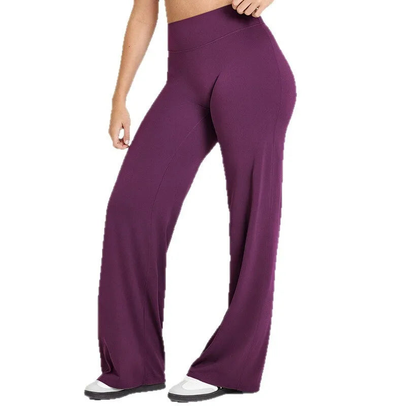 SoftMotion Straight Leg Bottoms Women's Mid-Waist Yoga Pants GYM Leggings Naked Feel Pilates Running Sports Trousers