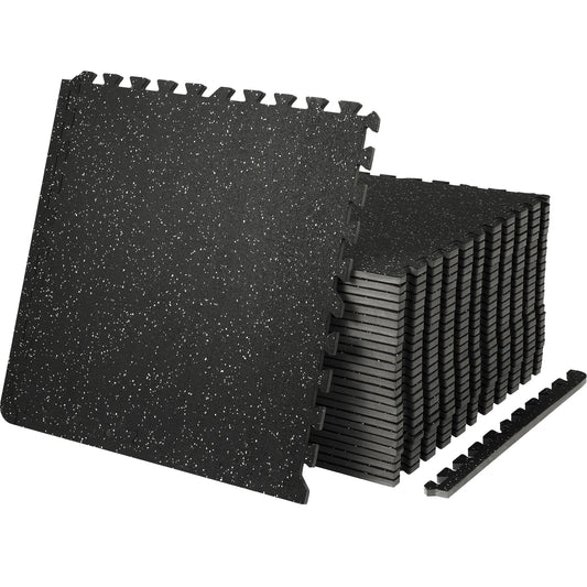 25/12/6 PCS 1/2 in Thick Gym Floor Mats EVA Foam & Rubber Top Interlocking Workout Floor Mats Waterproof Exercise Mats
