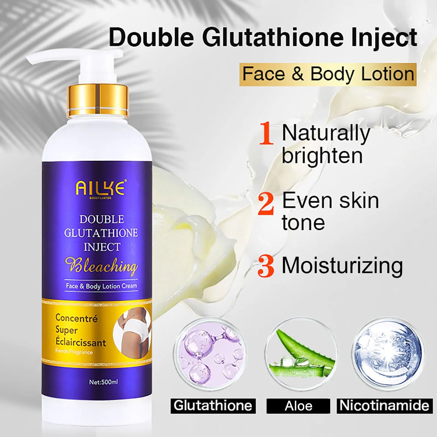 AILKE Whitening Skin Care, With Double Glutathione, Lightening, Moisturizing, Remove Dark Spots, Melanin, Skin Glowing Face Care