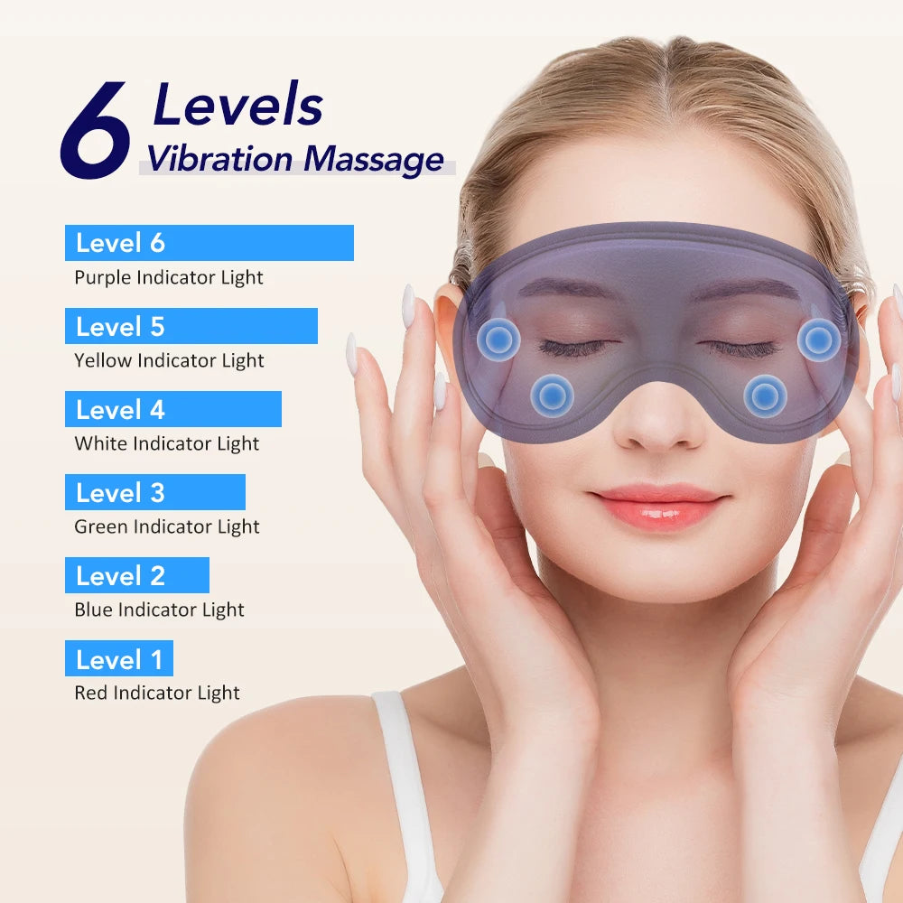 USB Electric Heating 3D Eye Mask Massager 5-Level Hot Compress Eye Vibration Massage Sleep Shading Relieve Fatigue Smart Timing