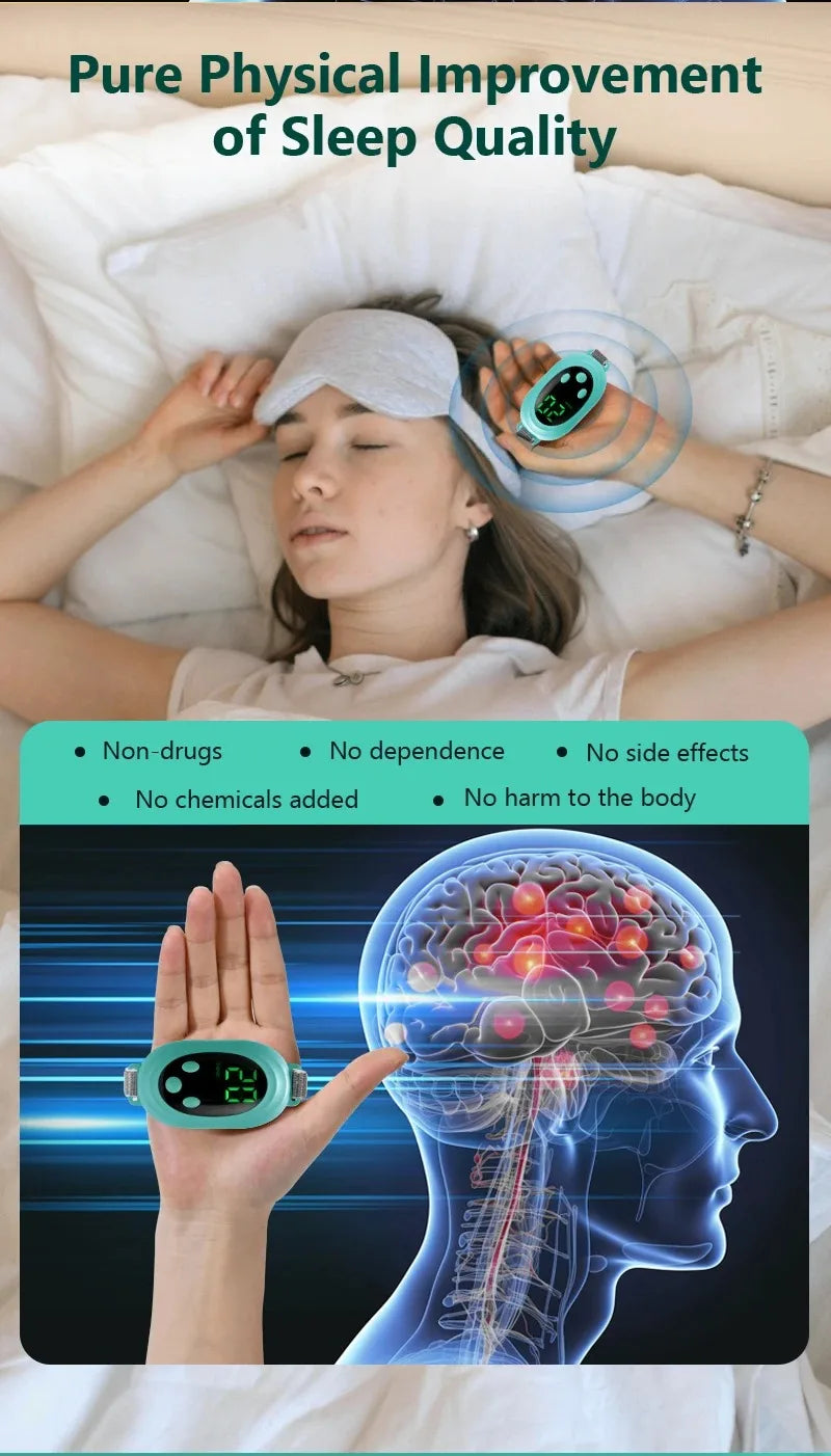 Micro-Current Smart Sleep Aid Massage Handheld Palm Pulse for Stress Anxiety Insomnia Relief Sleep Improvement Instrument Women