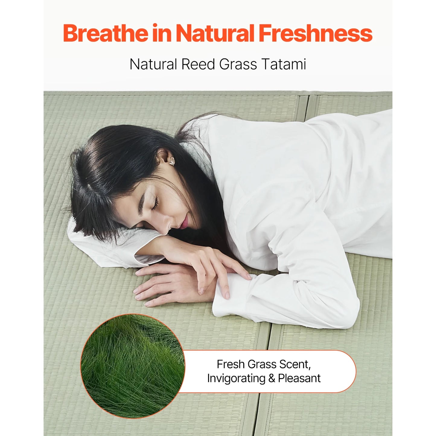 Japanese Tatami Mat Foldable Mattress (Natural Rush Grass) Japanese Floor Mattress with Backing for Sleeping Meditation